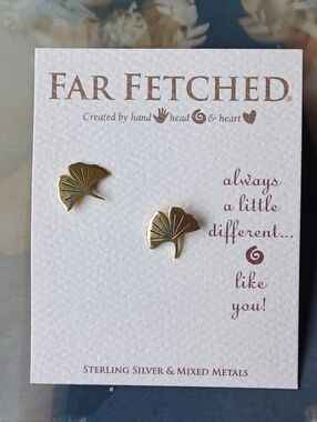 Far Fetched  Ginkgo Leaf Studs NWT